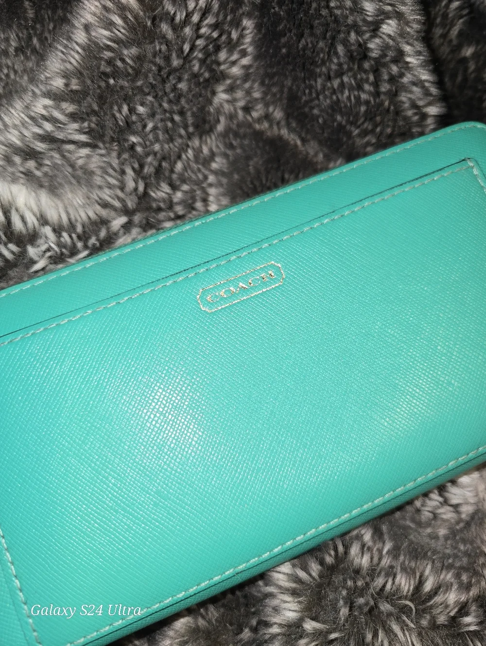 Coach Teal Leather Zip Wallet - Picture 2 of 4